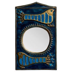 Mithe Espelt Blue Ceramic and Birds Decor Mirror