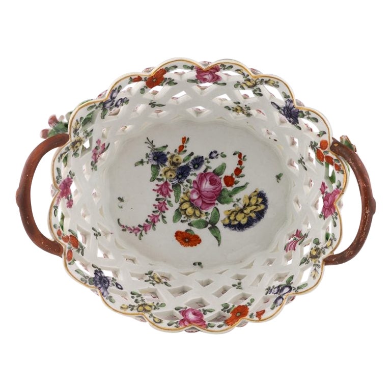 Cesta de porcelana Worcester de la primera época c1770