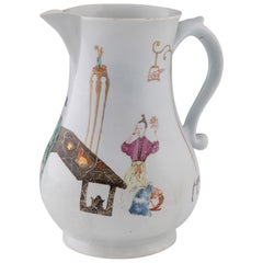 Early Worcester Porcelain Scratch Cross Cider Jug c1755