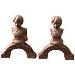 Andirons ou chenets de style Napoléon III, 20e siècle
