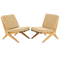 Pair of Pierre Jeanneret Scissor Chairs