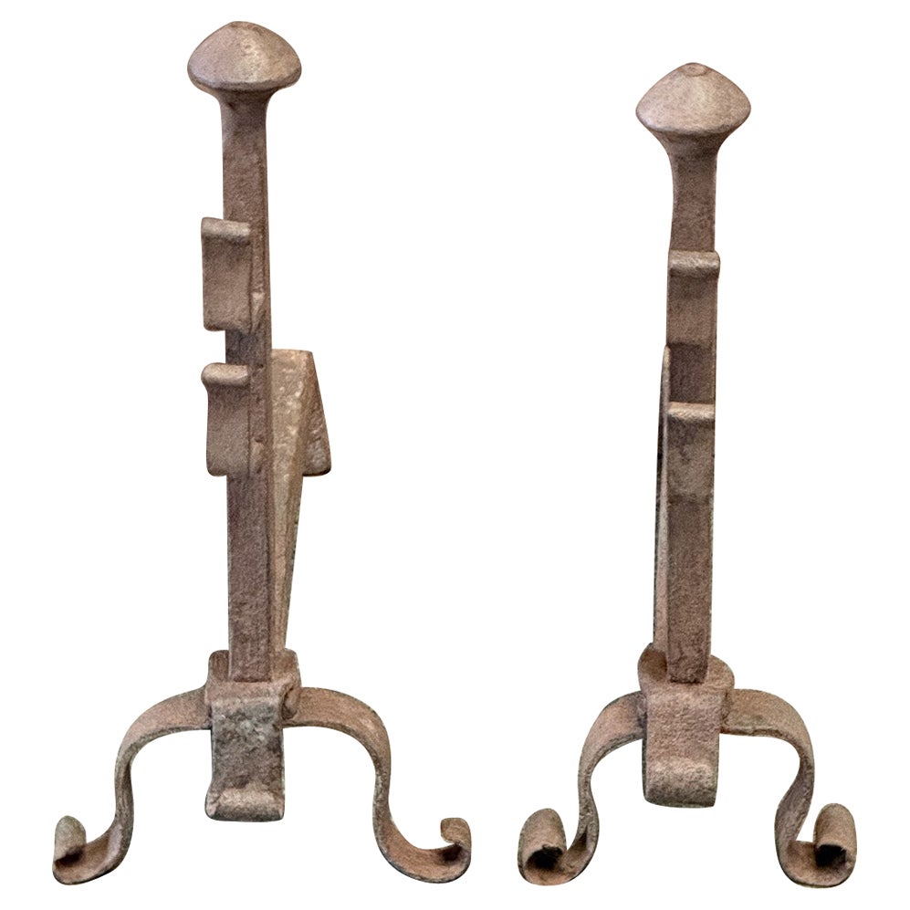 French Louis XV Fire Andirons, 18th Century Period