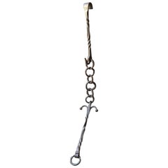 Antique 17th Century French Louis XIV Period Fireplace Trammel or Pot Hanger