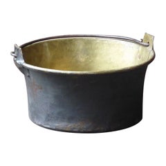 Niederländischer Messing-Kaminholzkorb aus dem 19.