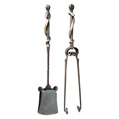 Exceptional Dutch Art Nouveau Fireplace Tools