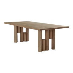 Grande table de salle à manger moderniste - Bois de chêne naturel clair massif Fenestra par Mokko
