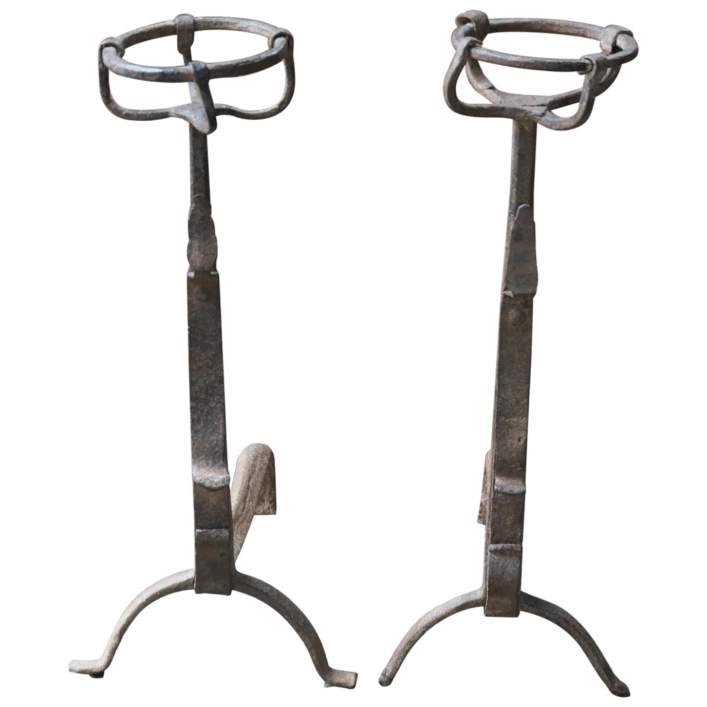 Early 18th Century Gothic Style Firedogs or Andirons