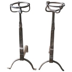 Antique Early 18th Century Gothic Style Firedogs or Andirons