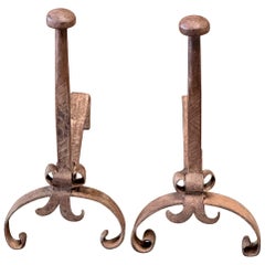 Andirons ou chaufferettes français du 18e siècle, époque Louis XV