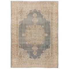 7x9 Ft Vintage Handmade Turkish Oushak Wool Area Rug with Medallion Design