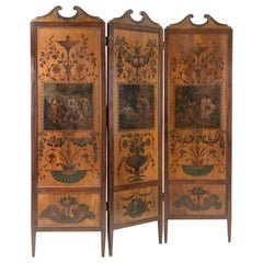 Ancient Neoclassical Three Panels Screen, Italy, 18th Century