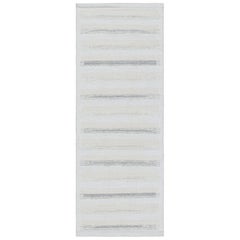 Rug & Kilim’s Scandinavian Style Runner Rug in White and Gray with Stripes