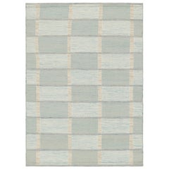 Rug & Kilim’s Scandinavian Style Rug with Seafoam Blue Geometric Patterns
