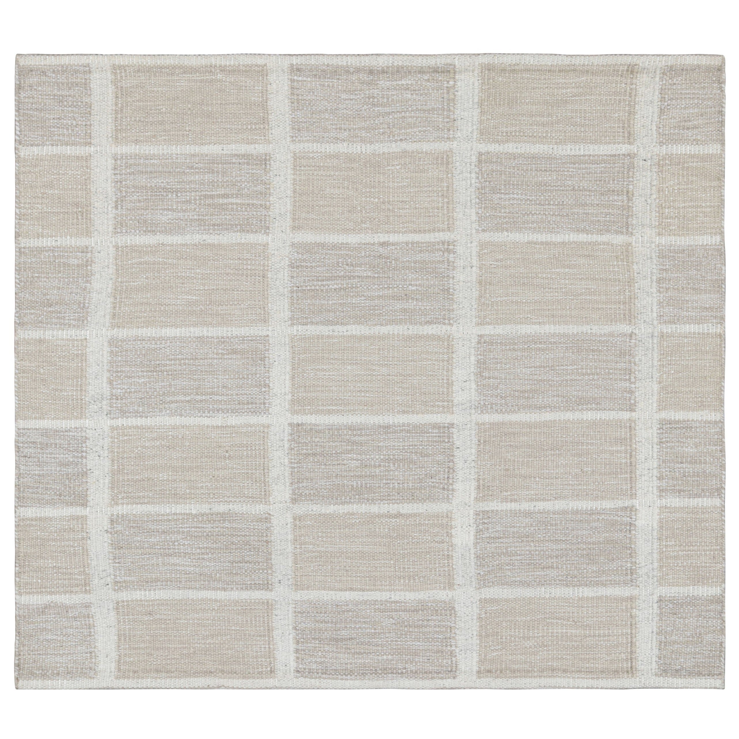 Rug & Kilim's Teppich im skandinavischen Stil in Beige, Taupe und Weiß mit geometrischem Muster