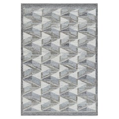 Rug & Kilim’s Scandinavian Style Outdoor Rug with Blue & Gray Geometric Pattern