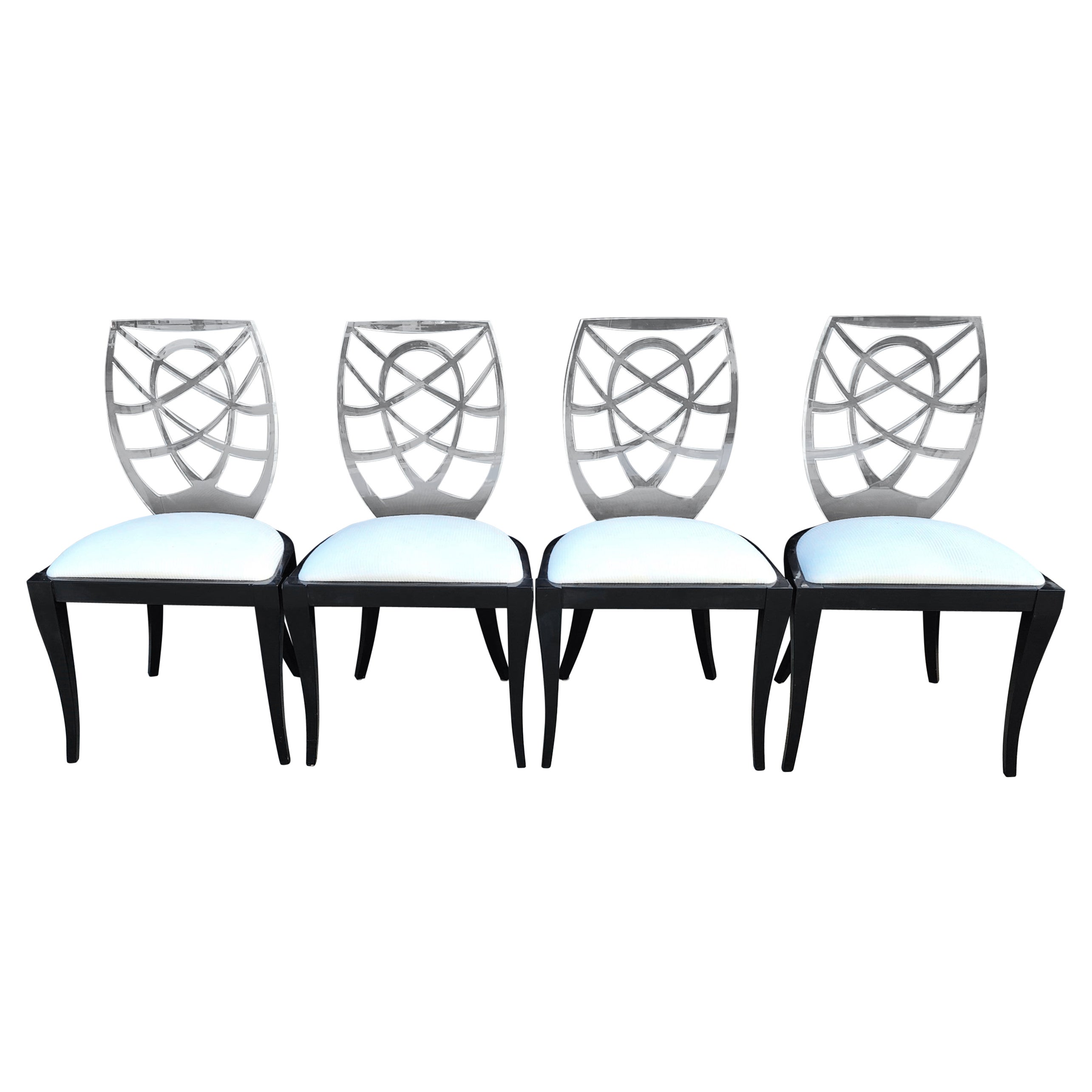 Set di 4 sedie da pranzo in acrilico di Pietro Costantini in vendita