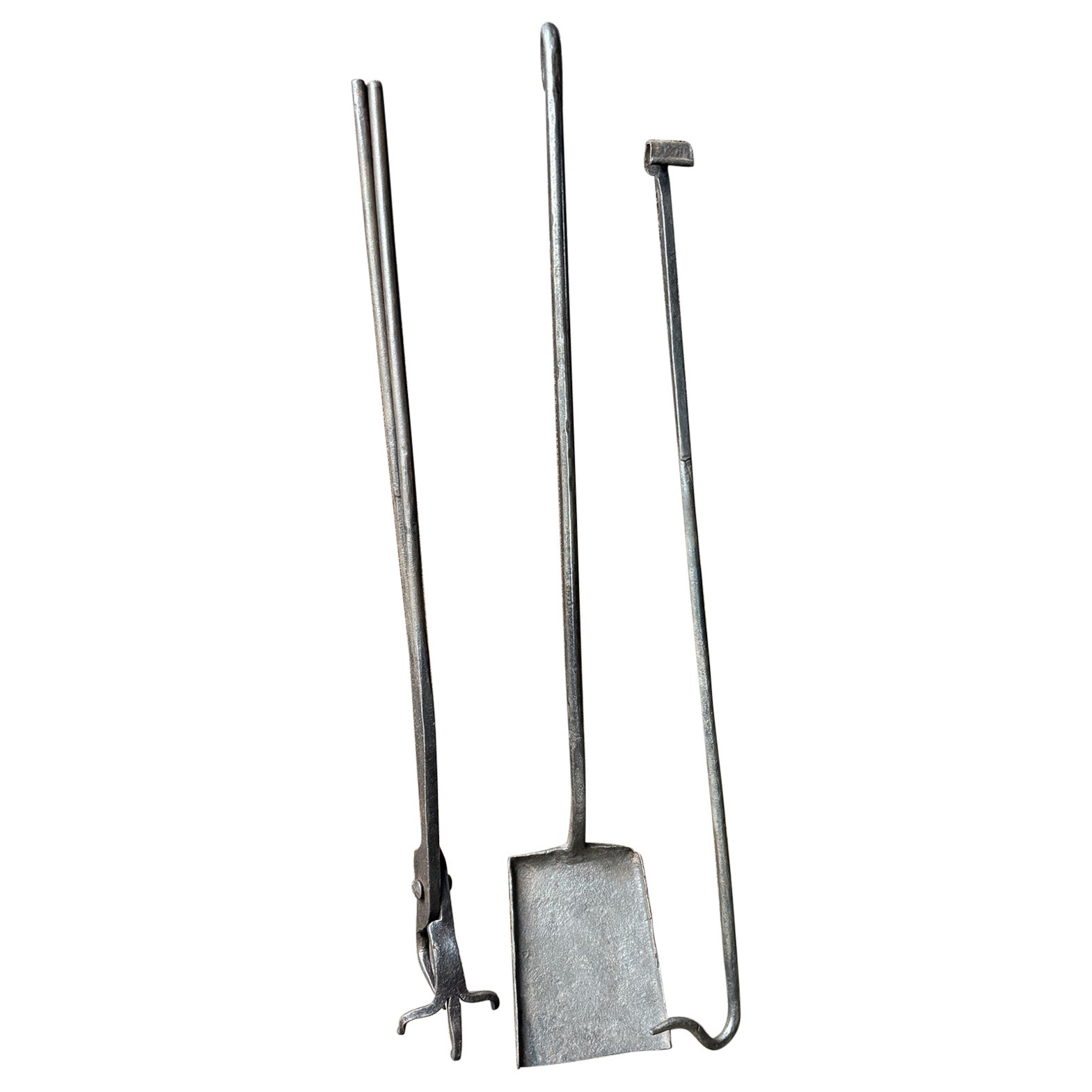 Large 18th Century French Fireplace Tools or Fire Tools