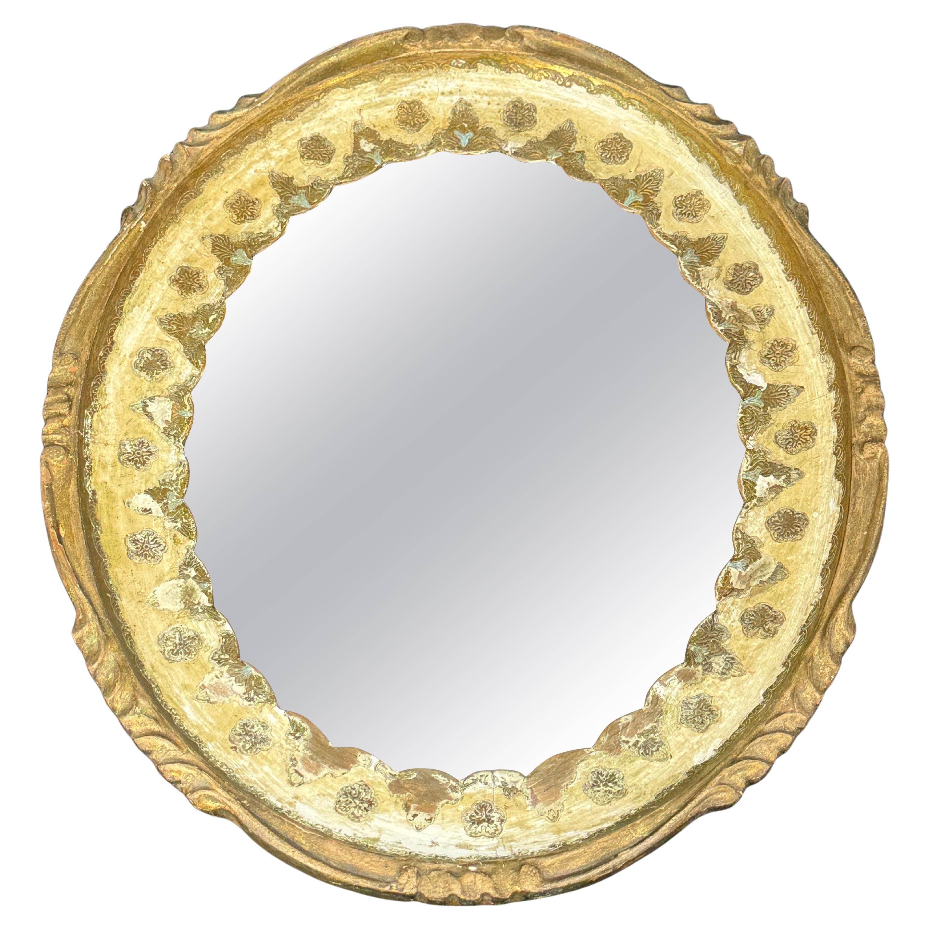 Vintage Italienisch vergoldet gemalt Florentine Oval Spiegel