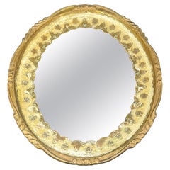 Vintage Italienisch vergoldet gemalt Florentine Oval Spiegel