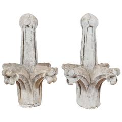 Pair of Carved Limestone Architectural Finials, French, 18th Century