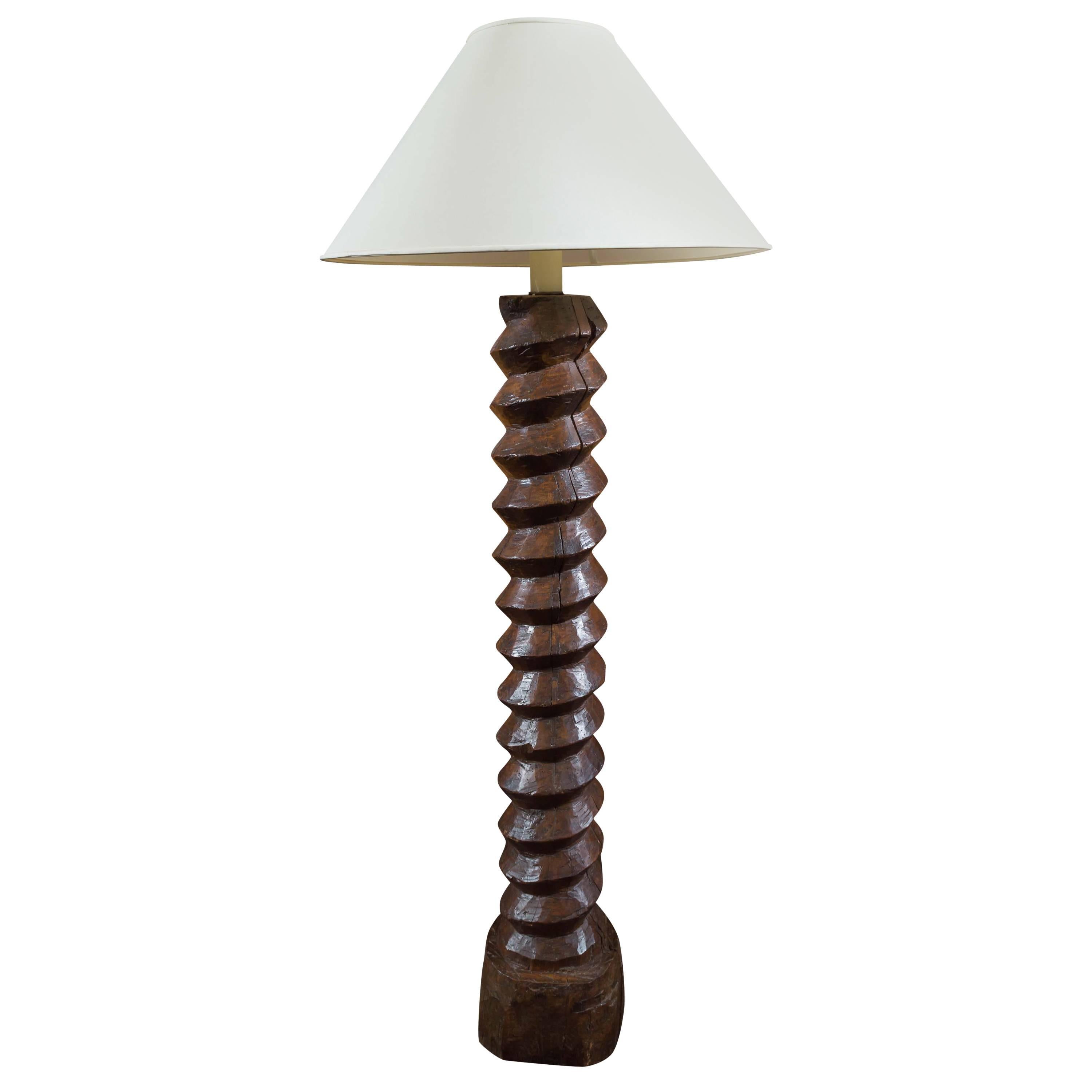 French Walnut Wine Press circa 1870, Mounted as a Floor Lamp For Sale
