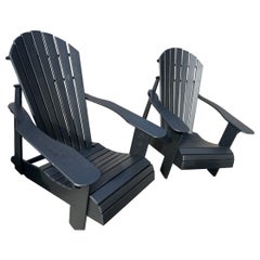 Mid Century Negro  Sillas de playa Adirondack