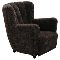 Vintage Shearling Cabinetmaker Lounge Chair From Denmark, Circa 1950