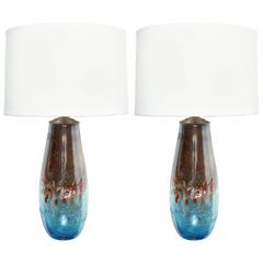 Beautiful Pair of Abstract Murano Glass Table Lamps