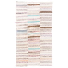 Alfombra vintage de trapo de algodón con bandas, tejido plano, kilim, de Turquía, de 2,5 x 3,4 m, hecha a mano
