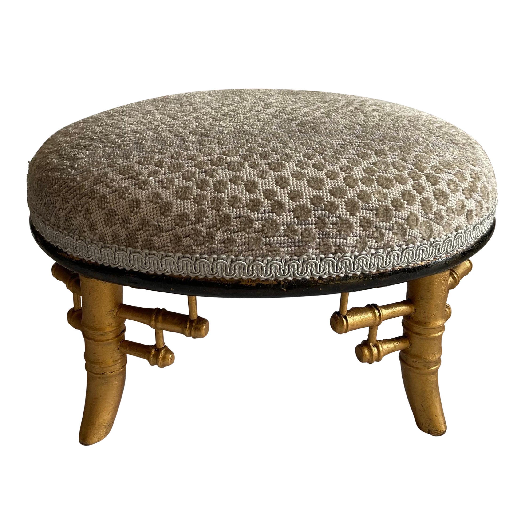 Giltwood Chinoiserie Bamboo Oval Footstool