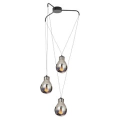 Lampada a sospensione in vetro metallizzato MMM Rain 3 Fumè di MM Lampadari