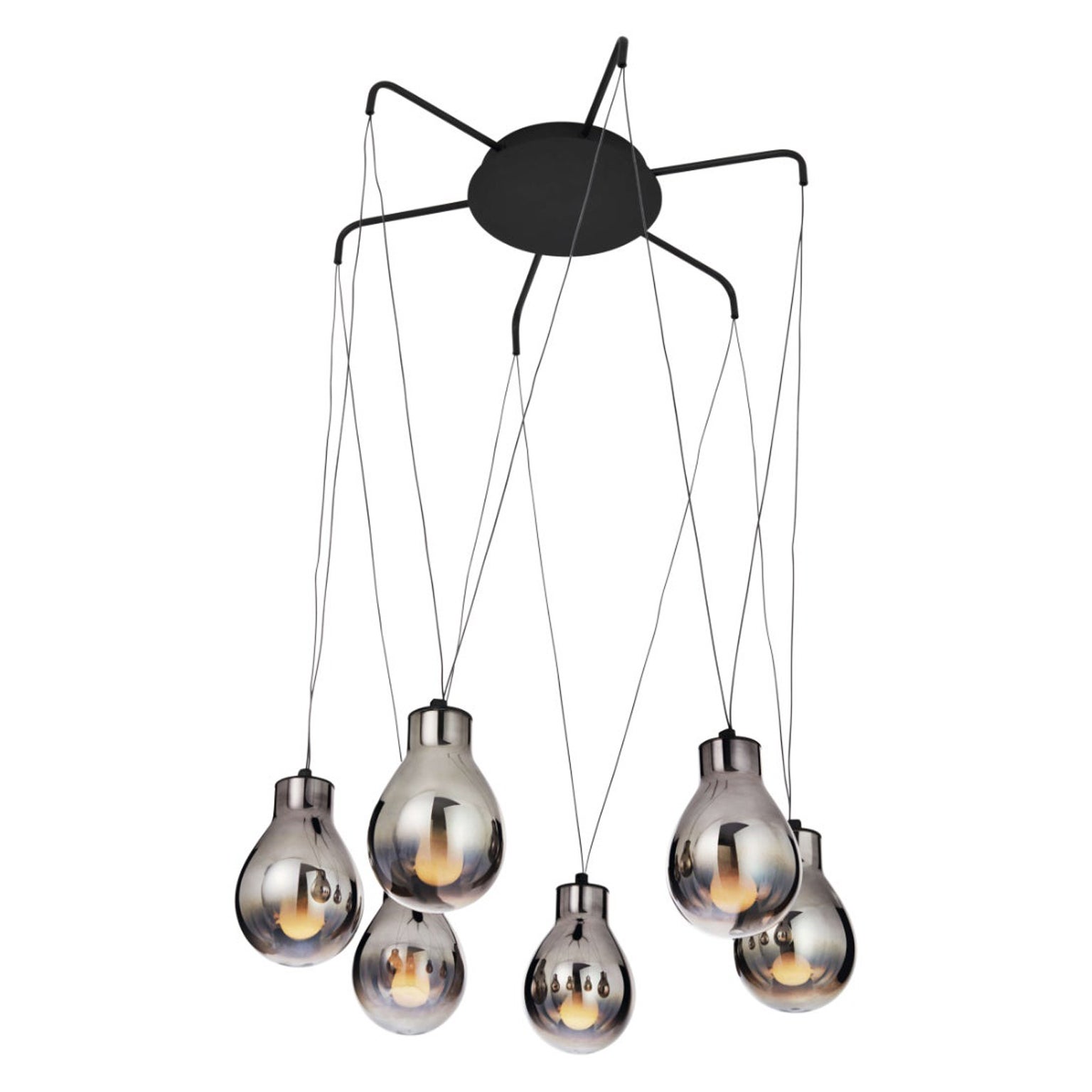 Lampada a sospensione in vetro metallizzato MMM Rain 6 Fumè di MM Lampadari