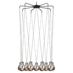 Lampada a sospensione in vetro metallizzato MMM Rain 9 Fumè di MM Lampadari