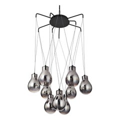 Lampada a sospensione in vetro metallizzato MMM Rain 9 Fumè di MM Lampadari