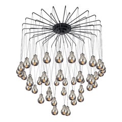 Lampada a sospensione in vetro metallizzato MMM Rain 45 Fumè di MM Lampadari