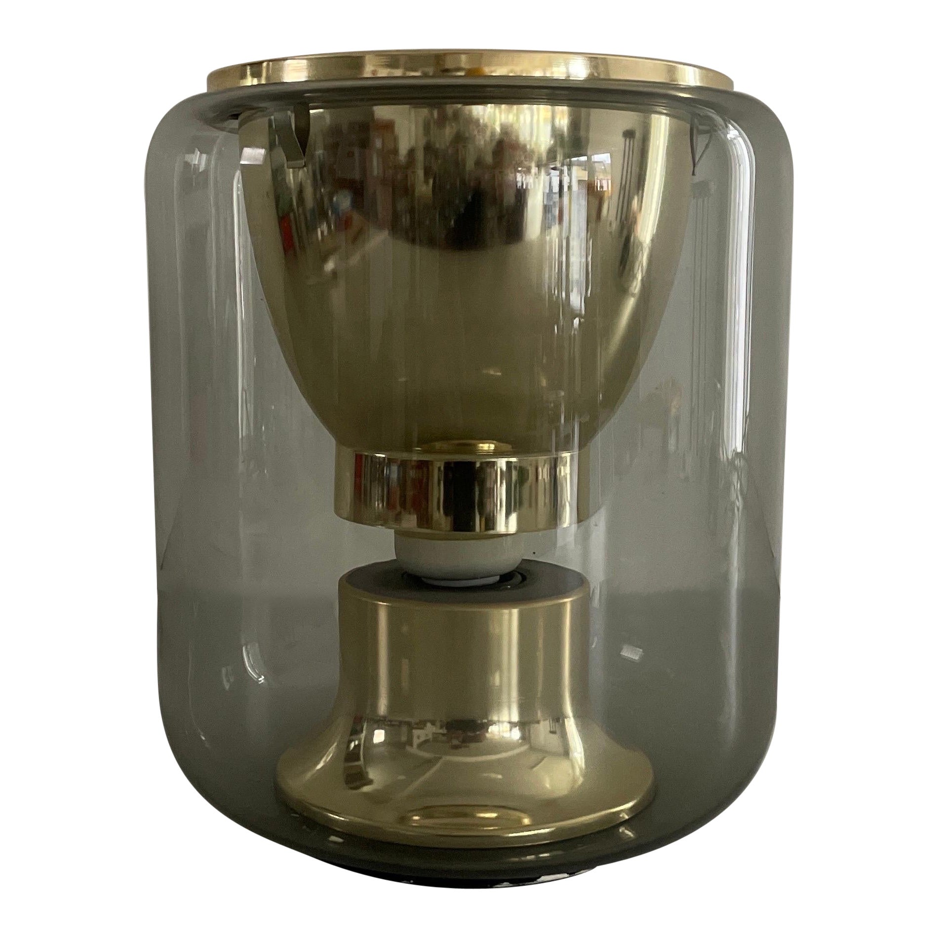 Glass and Gold Metal Ceiling Lamp by Erco, 1960s, Germany