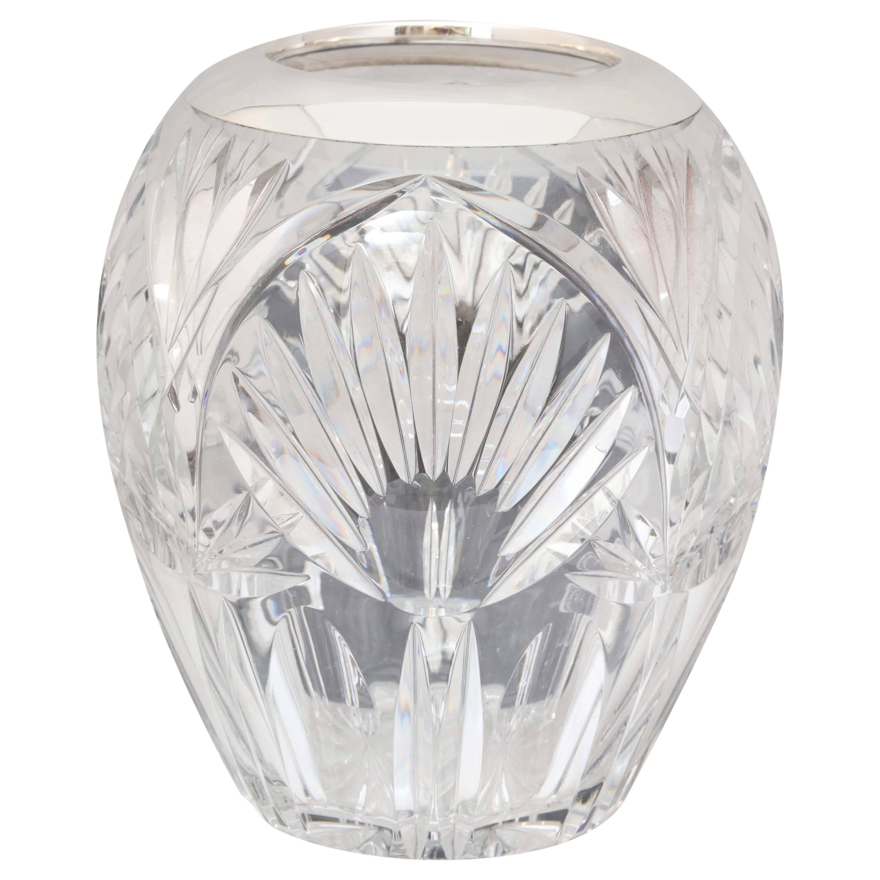 Art Deco Sterling Silver-Mounted Cut Crystal Vase