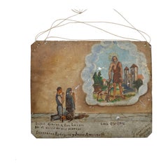 Retablo mexicain original "Exvotos" Huile sur étain