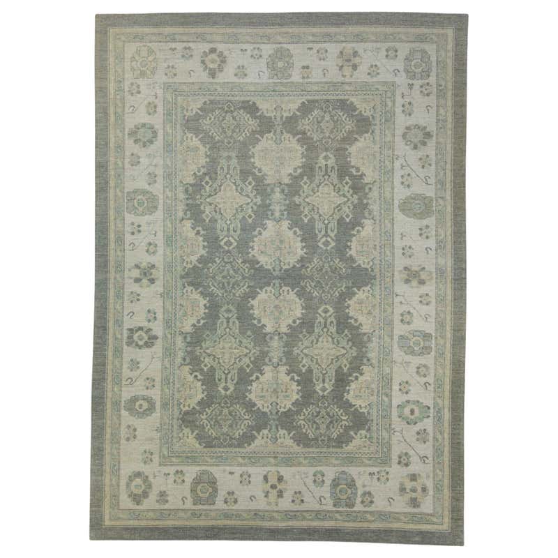 Square Turkish Antique Look Oushak Rug 9' x 9'11