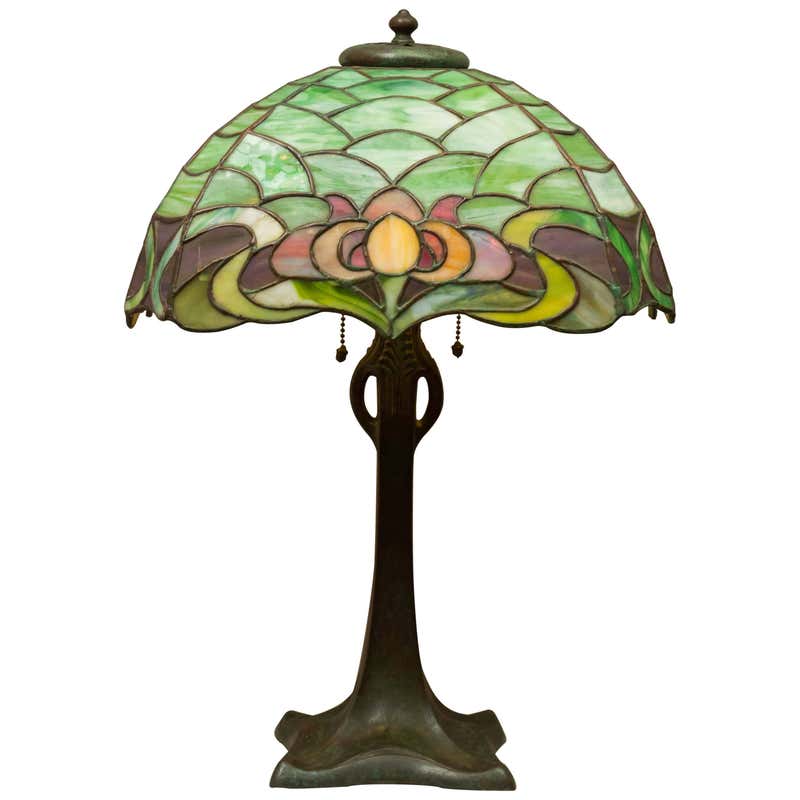 Leaded Glass Lamps - 8 For Sale on 1stDibs