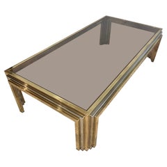 Brass and chrome Large Coffee Table by Romeo Rega, Italy