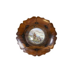 Holz-Wandschmuck des 20. Jahrhunderts mit Porzellanmalerei