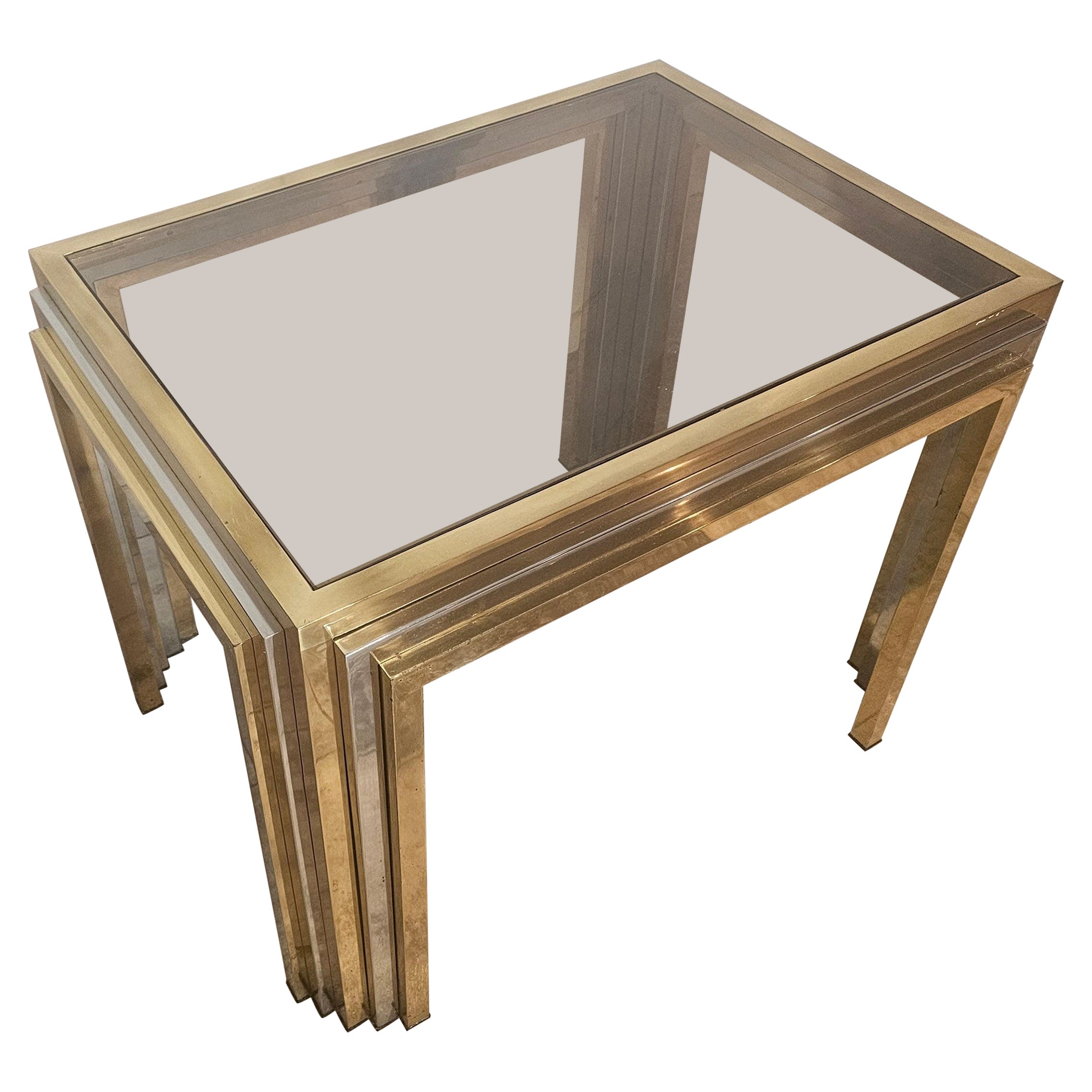 Brass and chrome Coffee Table by Romeo Rega, Italy