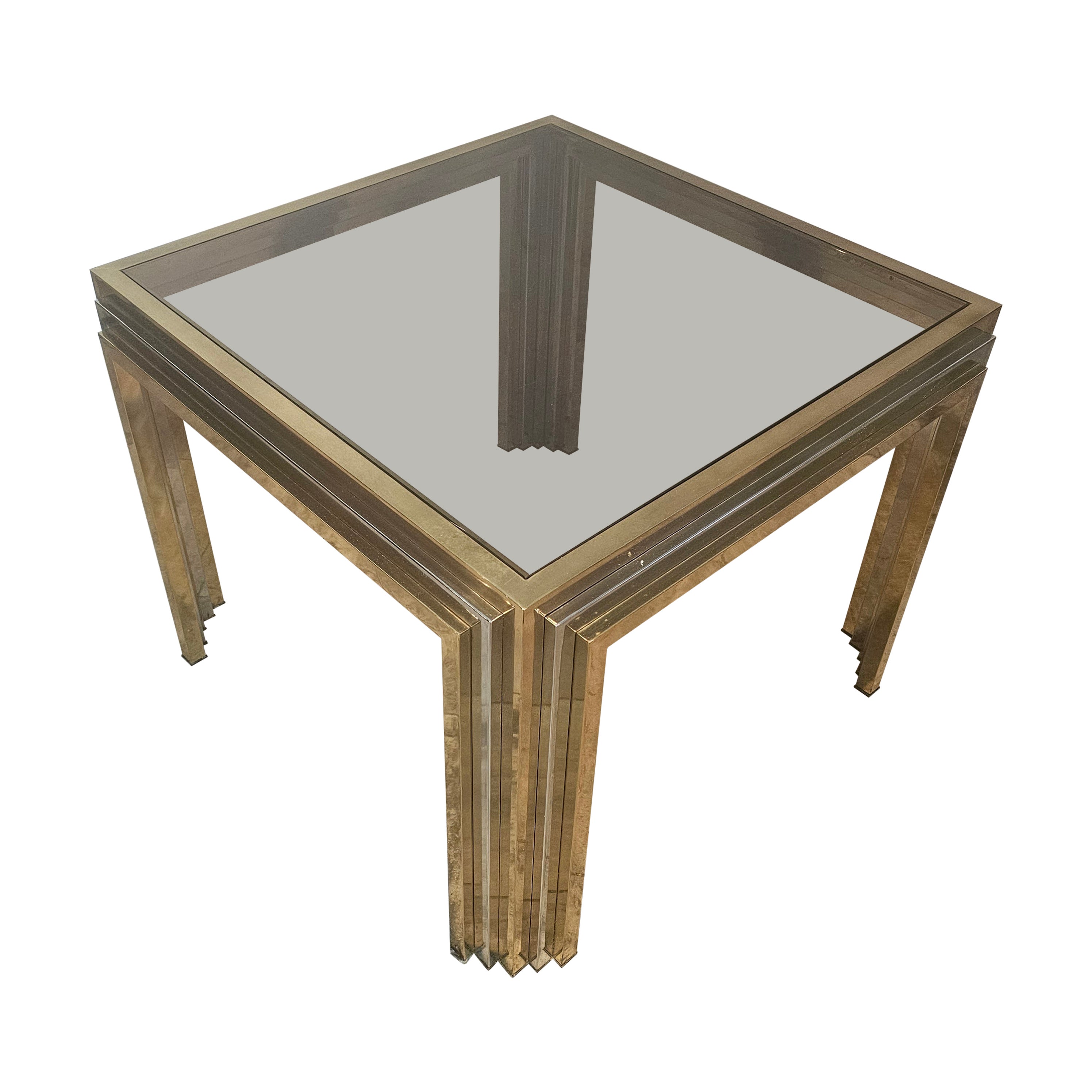 Brass and chrome Square Coffee Table by Romeo Rega, Italy