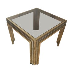 Quadratischer Couchtisch aus Messing und Chrom von Romeo Rega, Italien