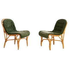 Dux, Lounge Chairs, Bamboo, Rattan, Fabric, Sweden, 1970s