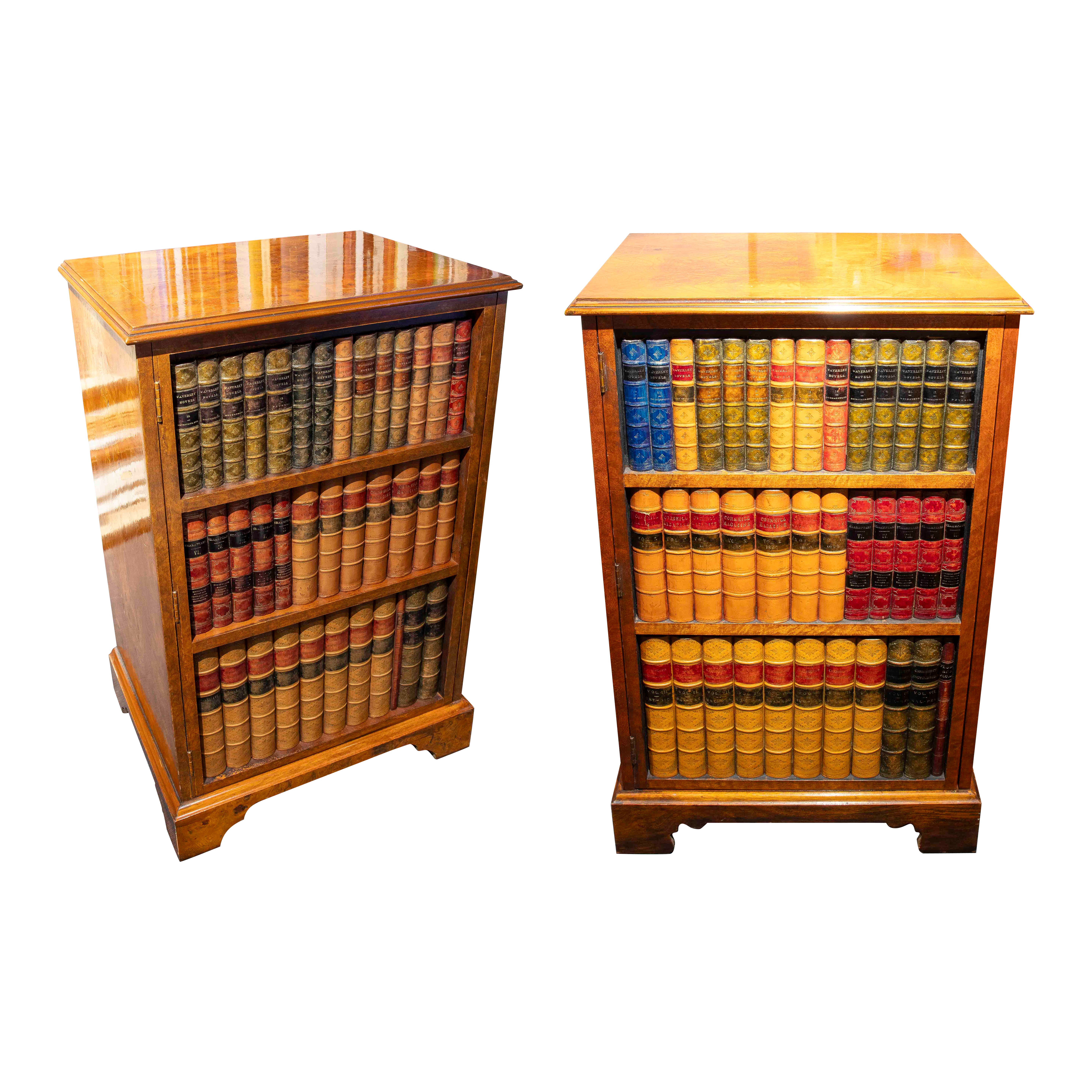 1980s Pair of Secretaire Furniture with Shelves with Bookcase Design