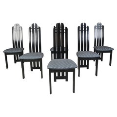 Vintage Post modern black wooden dining chairs, 1980s