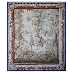 French Tapestry 19th - European Aristocratic, Strolling in the Forest - N° 1494