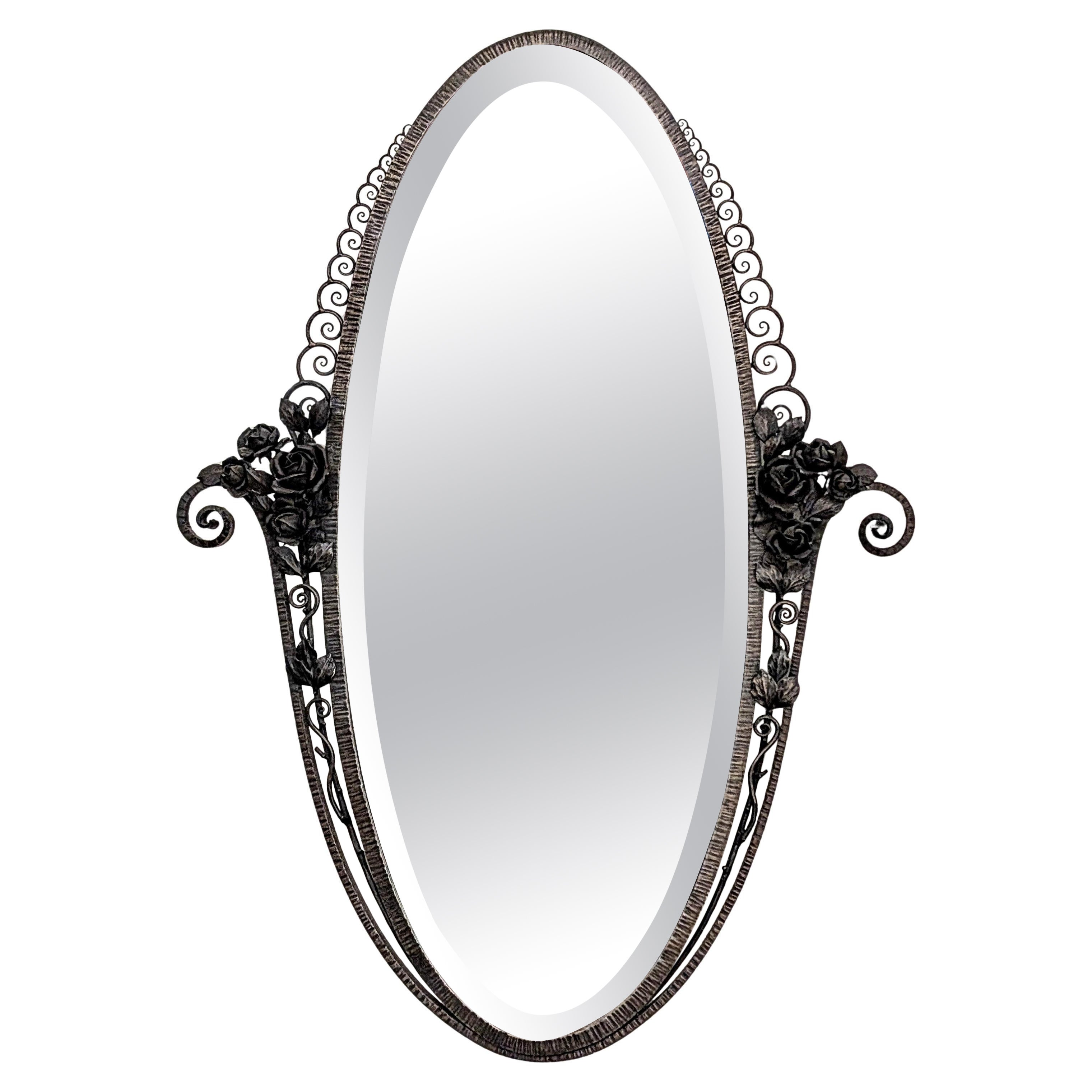 French Art Deco wrought Iron Mirror